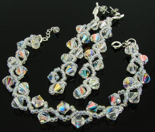 komplet z opalizującymi kryształkami crystal ab