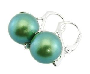 ARSYLION zielone kolczyki perły 12mm kule 722
