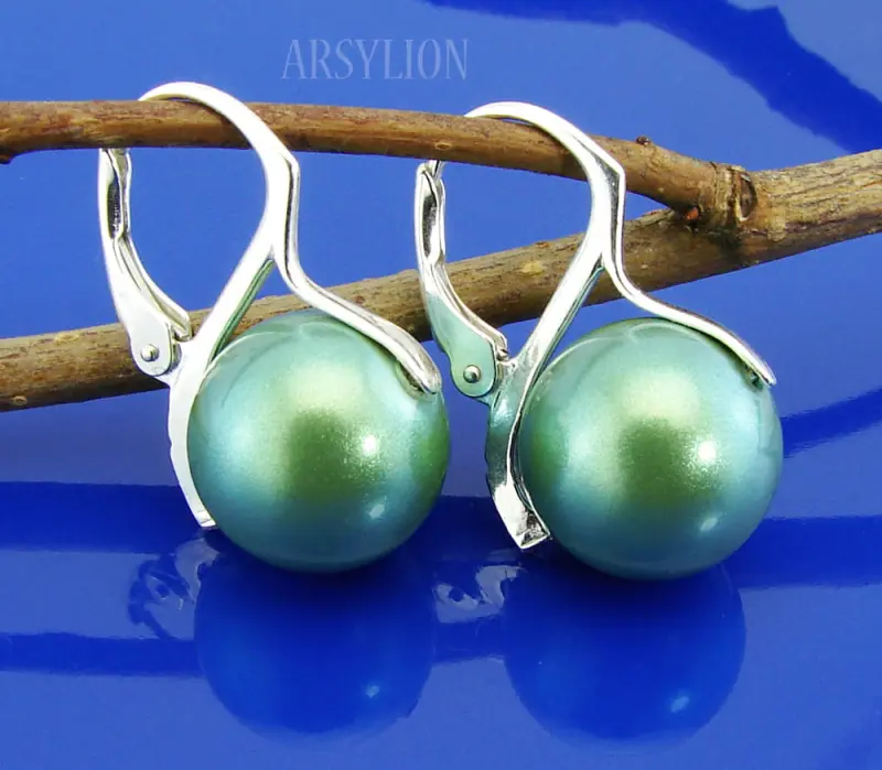 kolczyki perły Preciosa pearlescent green