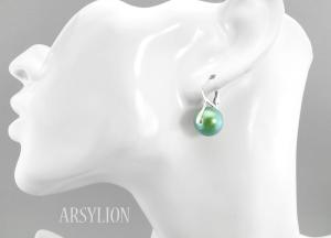 kolczyki perły Preciosa pearlescent green