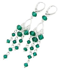 szmaragdowe długie kolczyki z kryształkami Emerald