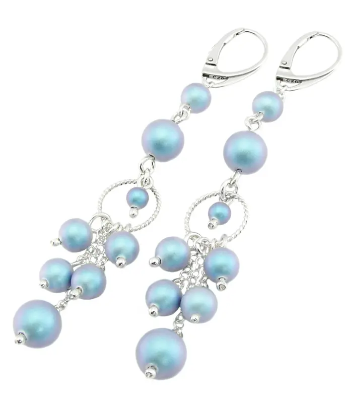 kolczyki z perełkami iridescent light blue