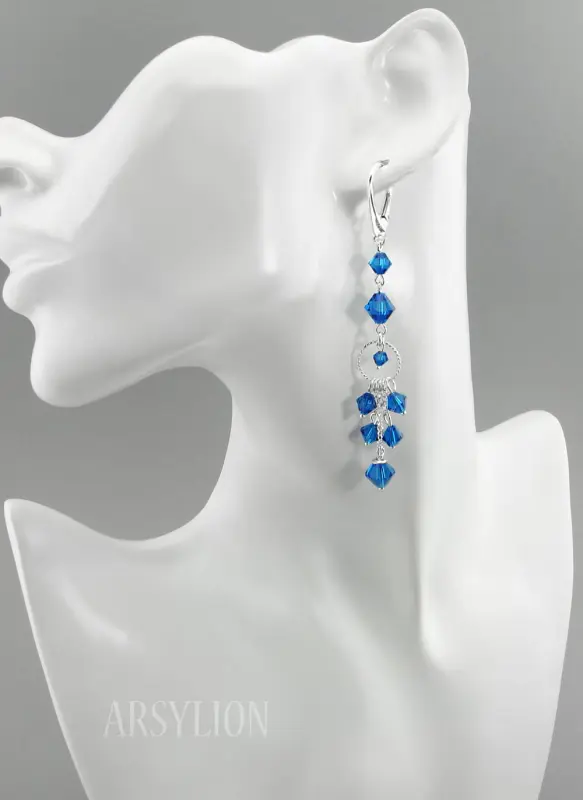 kolczyki z kryształkami capri blue