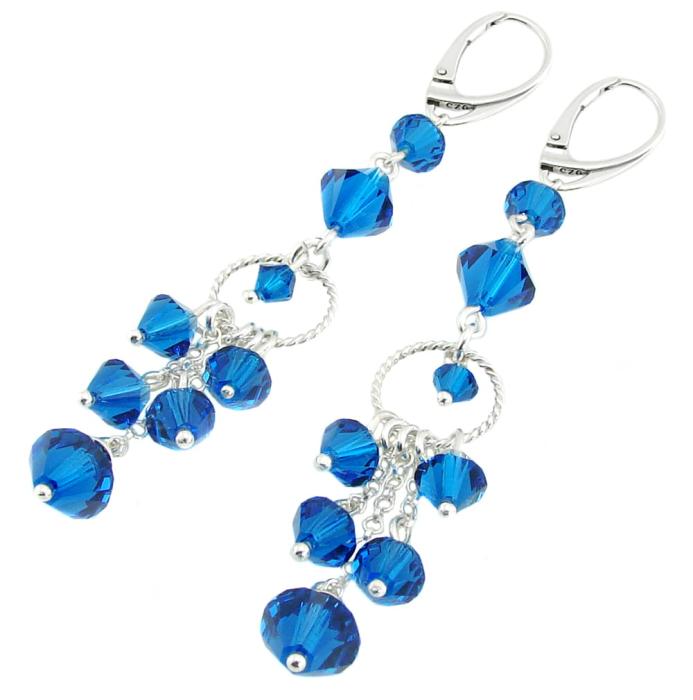 kolczyki z kryształkami capri blue