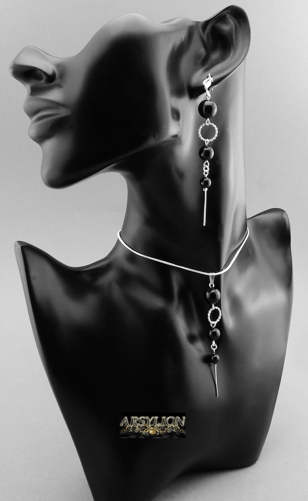 Komplet perła Swarovski Elements Mystic Black
