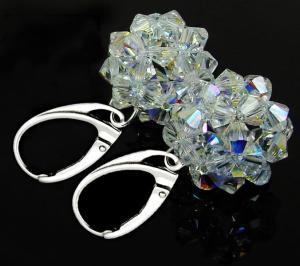 kolczyki kule crystal ab  bicone