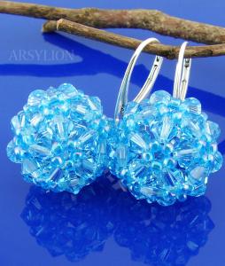 kolczyki z kryształkami aquamarine
