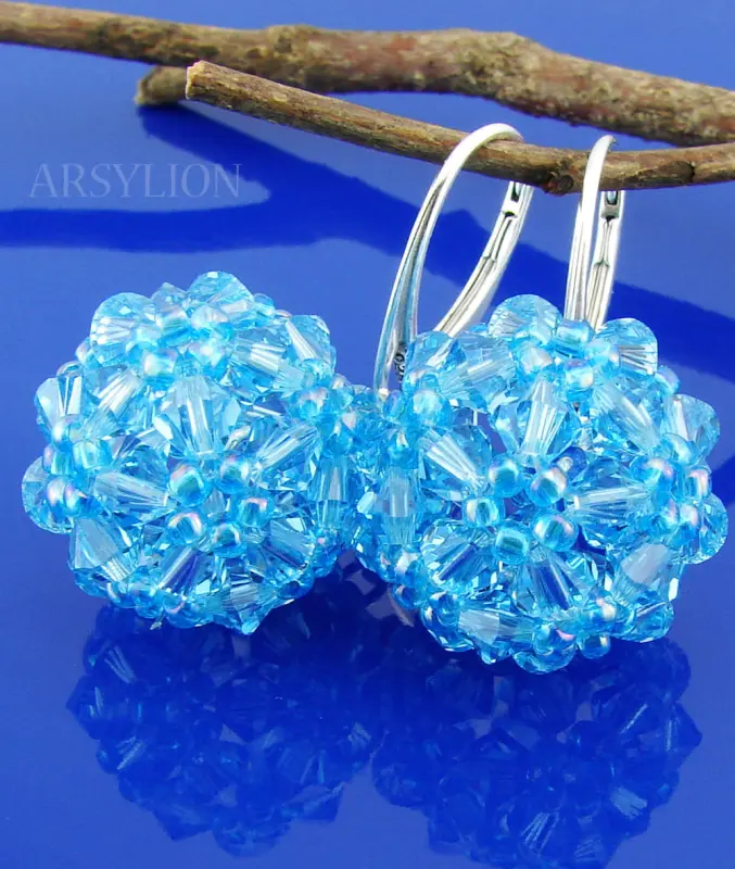 kolczyki z kryształkami aquamarine
