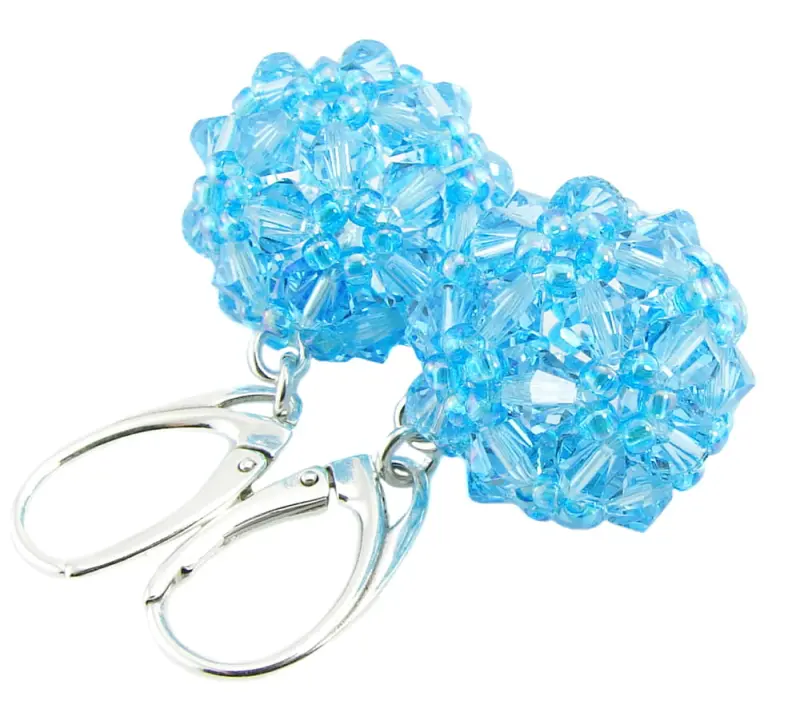 kolczyki z kryształkami aquamarine