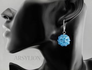 kolczyki z kryształkami aquamarine