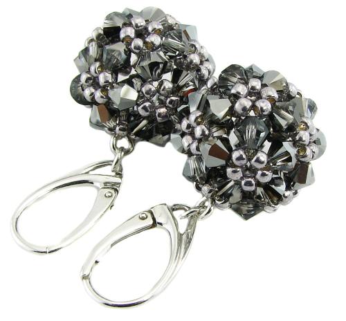 kolczyki z kryształkami silver night