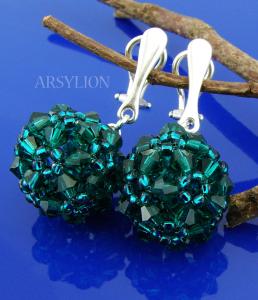 klipsy z kryształkami emerald