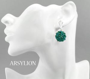 klipsy z kryształkami emerald