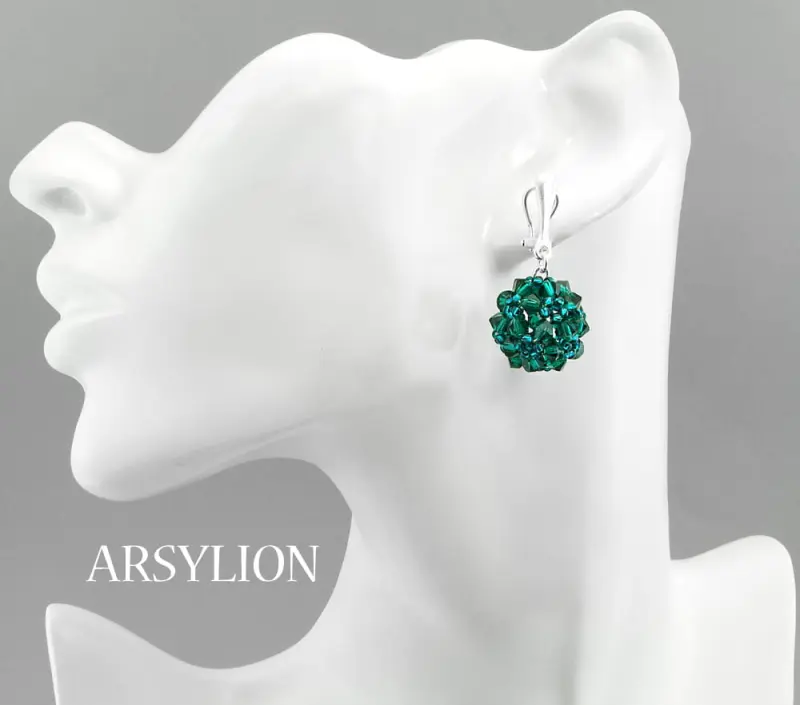 klipsy z kryształkami emerald