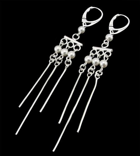 długie kolczyki z perełkami White