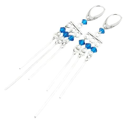 kolczyki z kryształkami capri blue