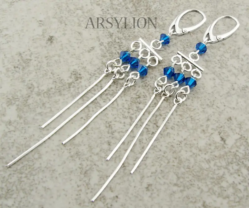 kolczyki z kryształkami capri blue