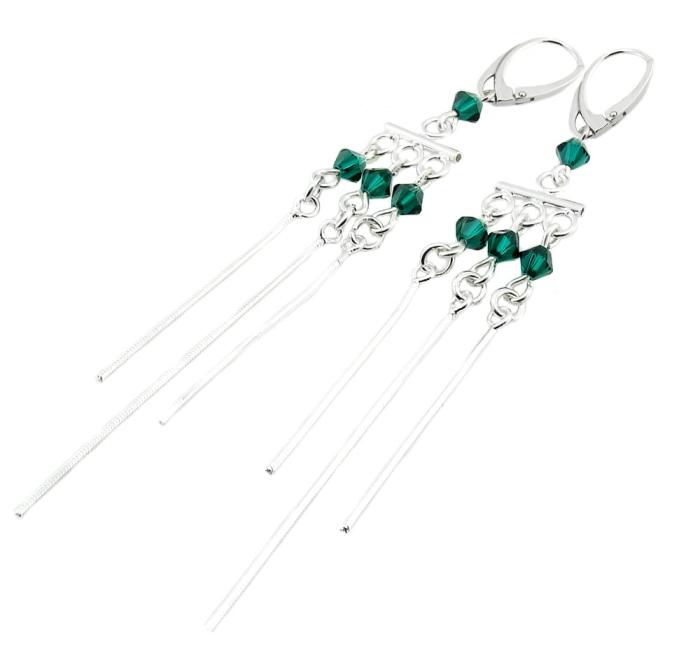 kolczyki z kryształkami emerald