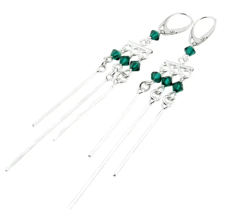kolczyki z kryształkami emerald
