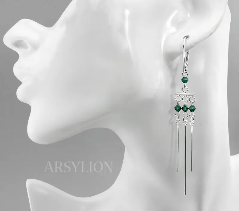 kolczyki z kryształkami emerald