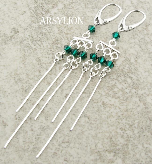 kolczyki z kryształkami emerald
