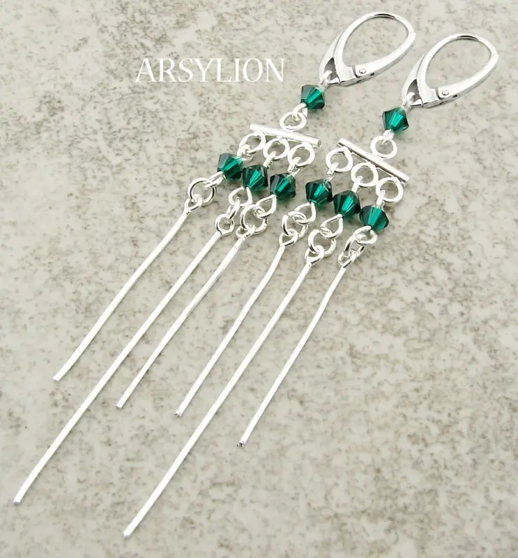 kolczyki z kryształkami emerald
