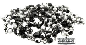 ARSYLION srebrno czarne korale Jet Silver długie 200cm 349