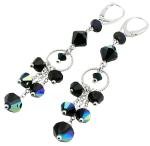 ARSYLION długie czarne kolczyki z kryształkami jet ab 229