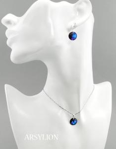 komplet z kryształami aquamarine meridian blue
