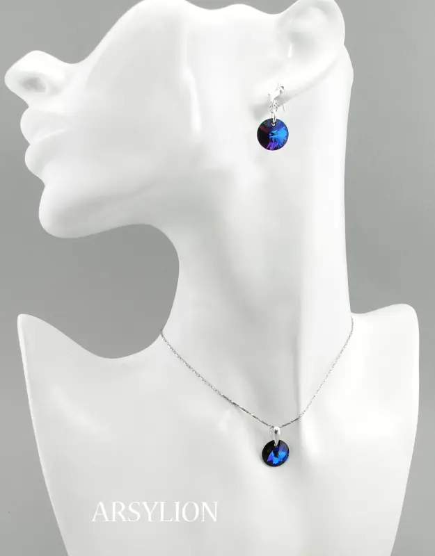 komplet z kryształami aquamarine meridian blue