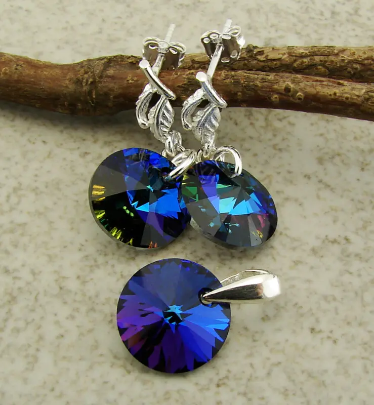 komplet z kryształami aquamarine meridian blue