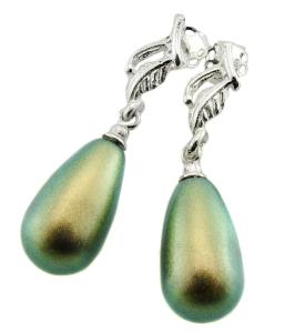 ARSYLION kolczyki z perłami Swarovski iridescent green 776