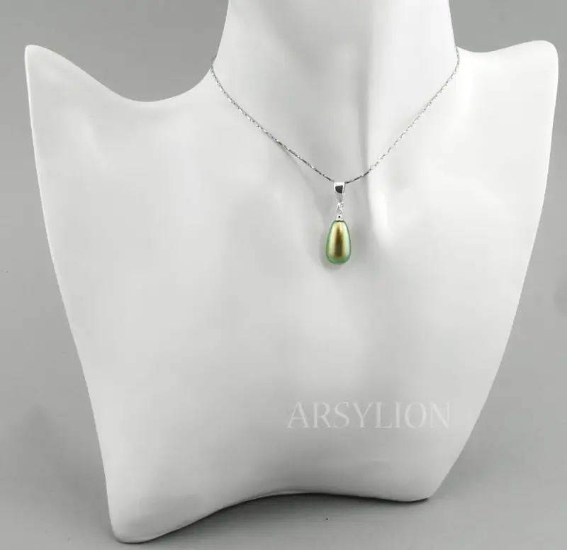 zawieszka z perłą iridescent green