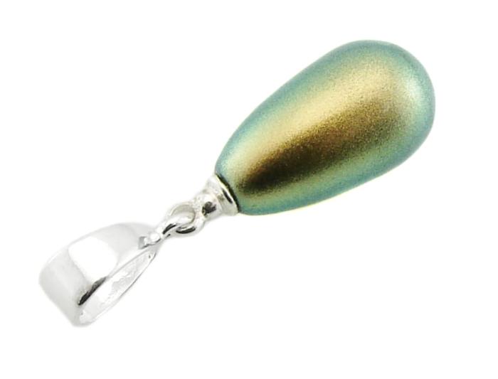 zawieszka z perłą iridescent green