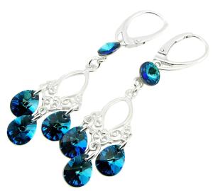 ARSYLION kolczyki z kryształkami Swarovski bermuda blue 1a