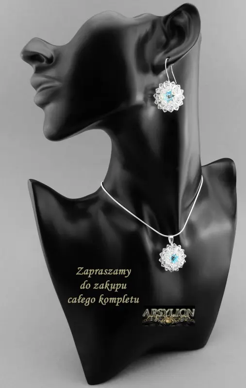 Komplet crystal z octagonem blue ab manekin do Kolczyki kryształ Swarovski Elements Crystal i Blue AB