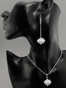 Komplet perła kryształ Swarovski Elements White Crystal