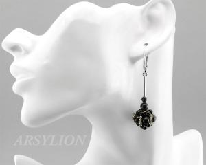 czarne kolczyki z perełkami Swarovski mystic black
