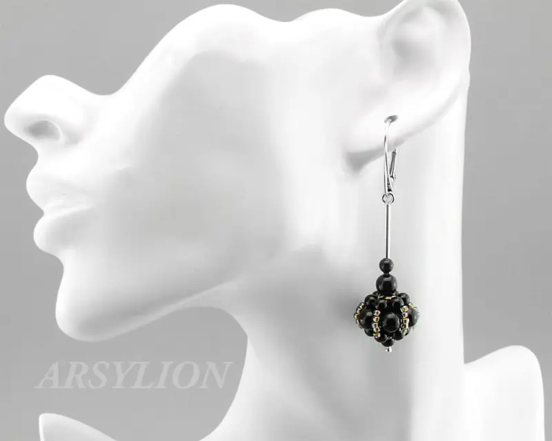 czarne kolczyki z perełkami Swarovski mystic black