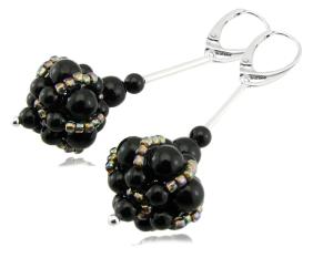 czarne kolczyki z perełkami Swarovski mystic black