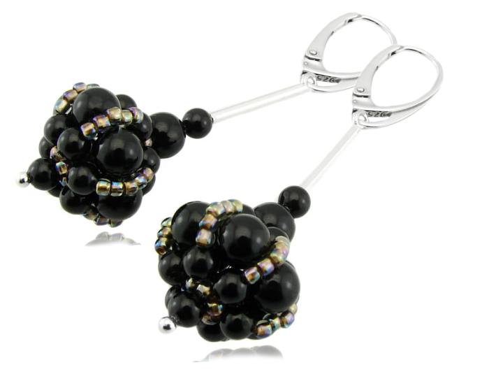czarne kolczyki z perełkami Swarovski mystic black
