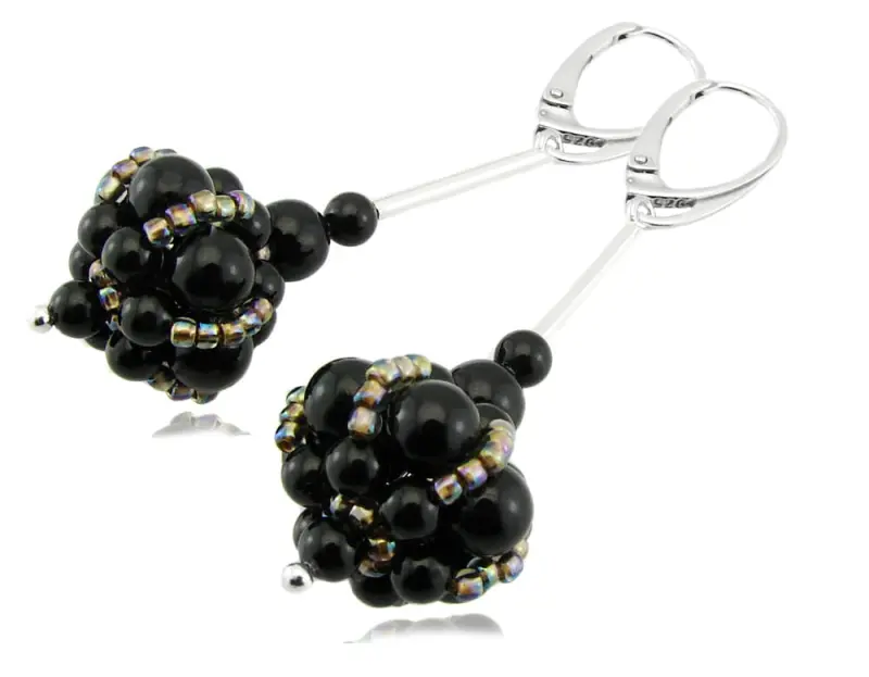 czarne kolczyki z perełkami Swarovski mystic black