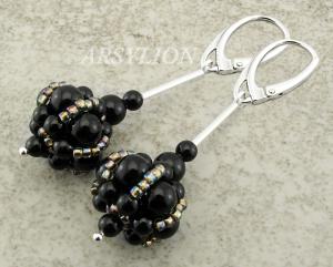 czarne kolczyki z perełkami Swarovski mystic black