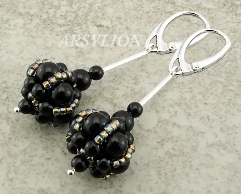 czarne kolczyki z perełkami Swarovski mystic black