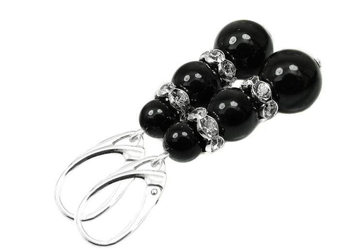 czarne kolczyki perełkami  Mystic Black