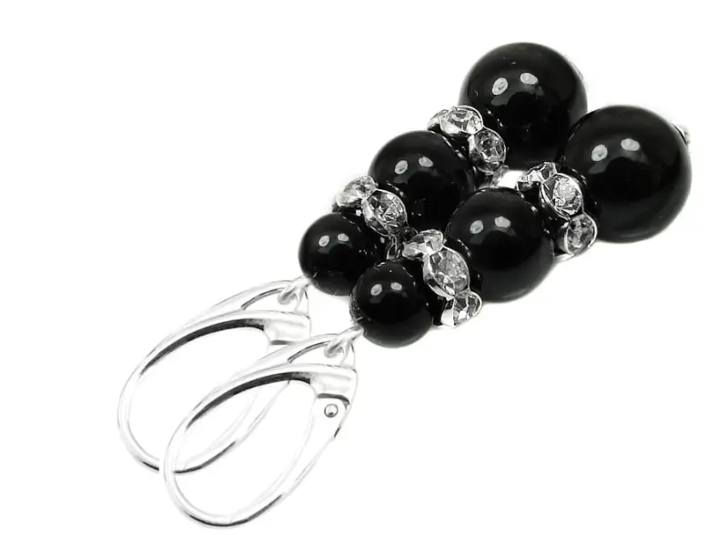 czarne kolczyki perełkami  Mystic Black