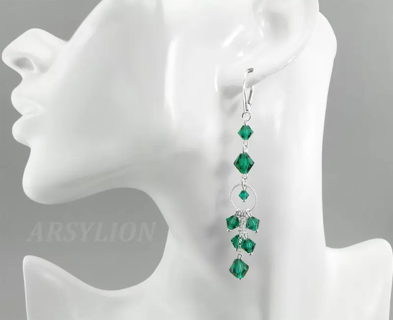 kolczyki z kryształkami emerald