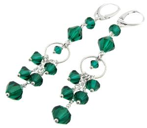 kolczyki z kryształkami emerald