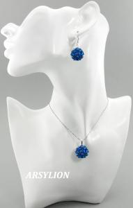 komplet  kule z kryształami capri blue
