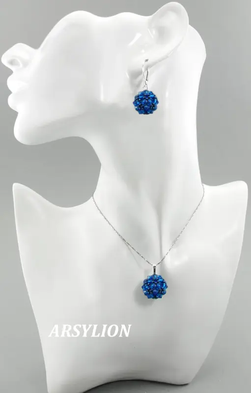 komplet  kule z kryształami capri blue